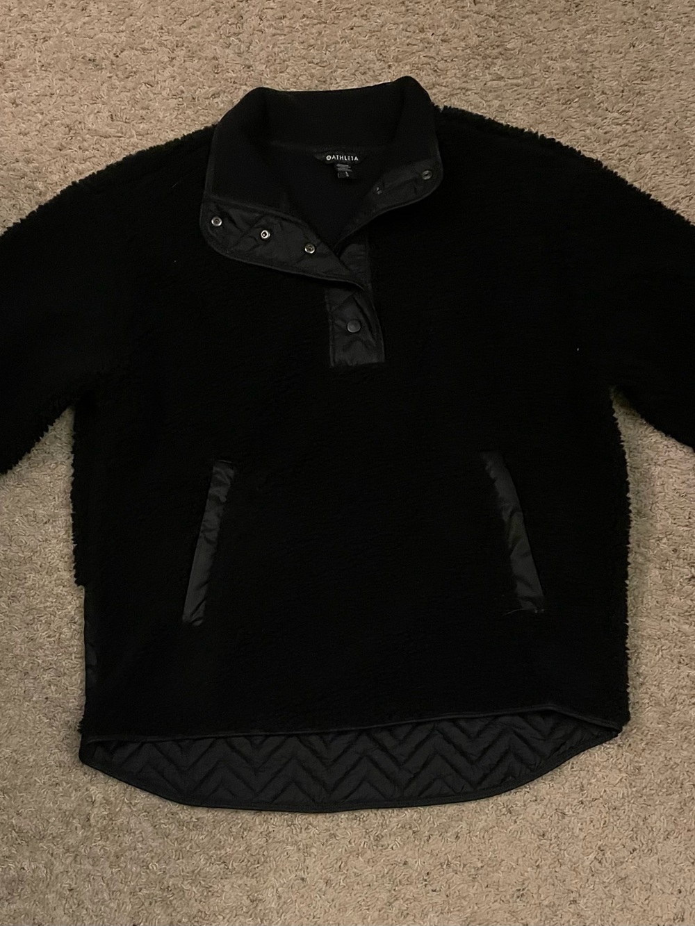 Athleta Black Sherpa Snap-Front Pullover